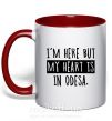 Чашка з кольоровою ручкою I'm here but my heart is in Odesa Червоний фото