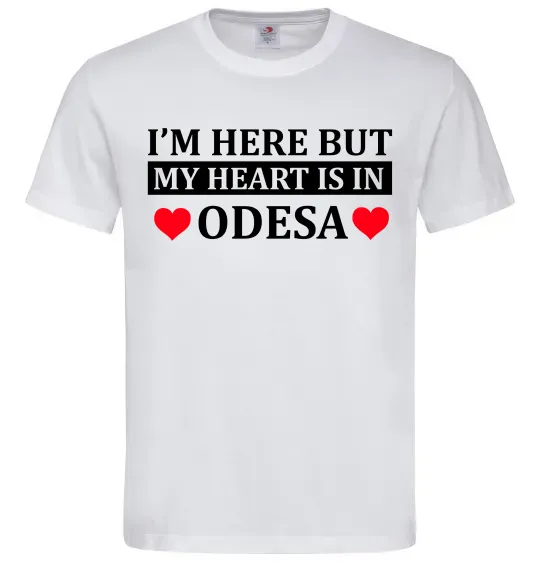 Чоловіча футболка I'm here but my heart is in Odesa Білий фото