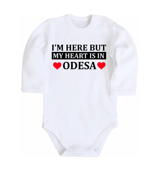Детский боди I'm here but my heart is in Odesa Белый фото