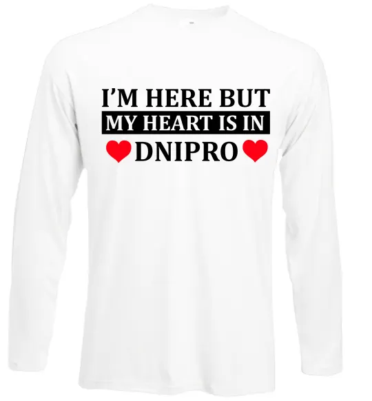 Лонгслів I'm here but my heart is in Dnipro Білий фото