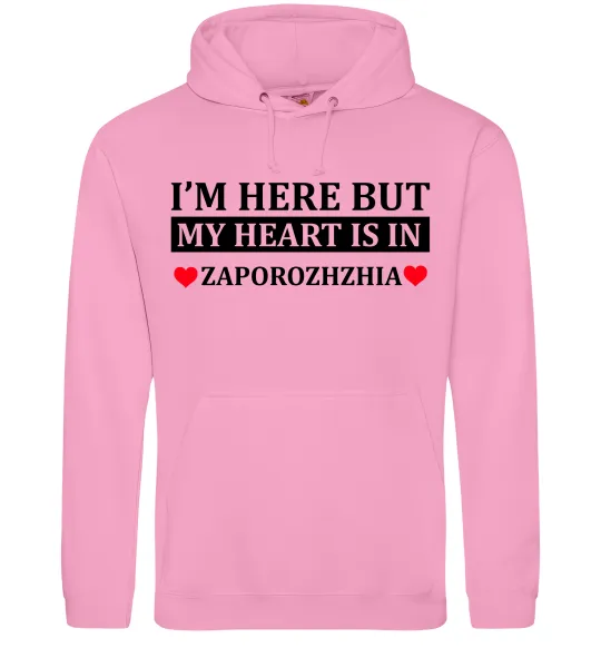 Чоловіча толстовка (худі) I'm here but my heart is in Zaporizhzhia Рожевий фото