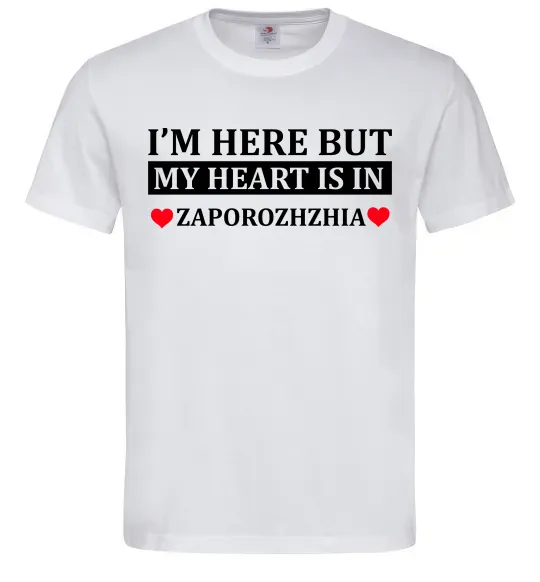 Чоловіча футболка I'm here but my heart is in Zaporizhzhia Білий фото