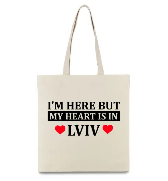 Эко-сумка I'm here but my heart is in Lviv Бежевый фото