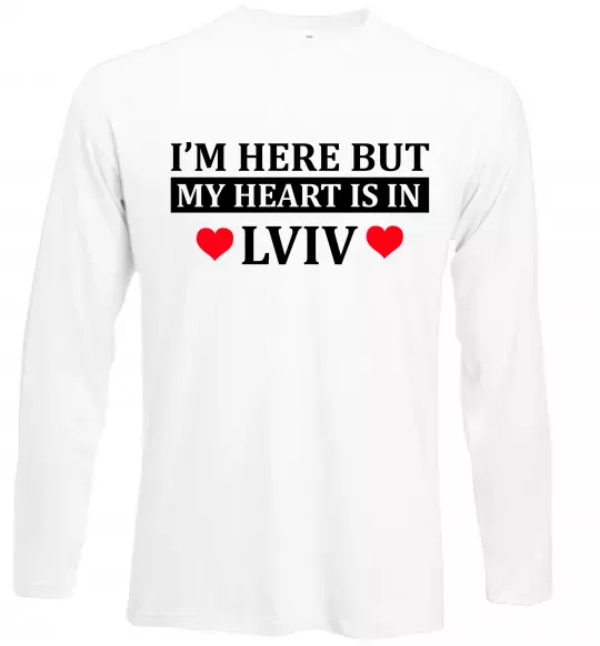 Лонгслив I'm here but my heart is in Lviv Белый фото
