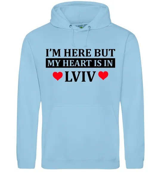 Чоловіча толстовка (худі) I'm here but my heart is in Lviv Блакитний фото