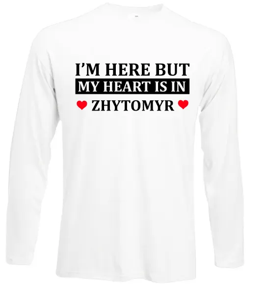 Лонгслів I'm here but my heart is in Zhytomyr Білий фото