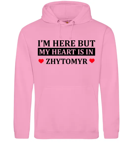 Жіноча толстовка (худі) I'm here but my heart is in Zhytomyr Рожевий фото
