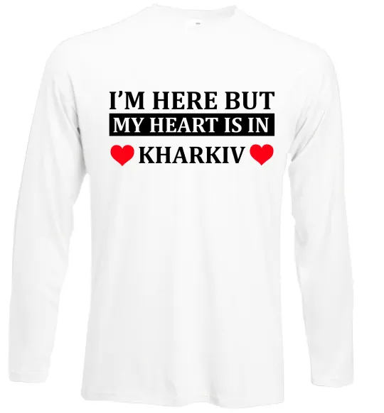 Лонгслив I'm here but my heart is in Kharkiv Белый фото