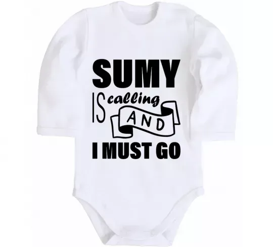 Дитячий бодік Sumy is calling and i must go Білий фото