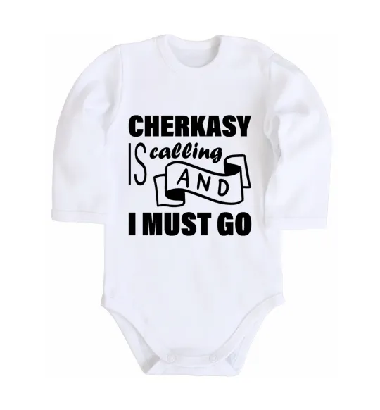 Детский боди Cherkasy is calling and i must go Белый фото