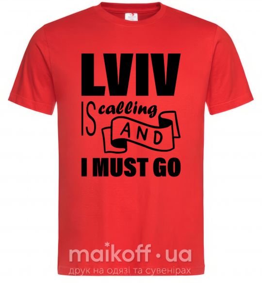 Мужская футболка Lviv is calling and i must go Красный фото
