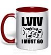 Чашка с цветной ручкой Lviv is calling and i must go Красный фото