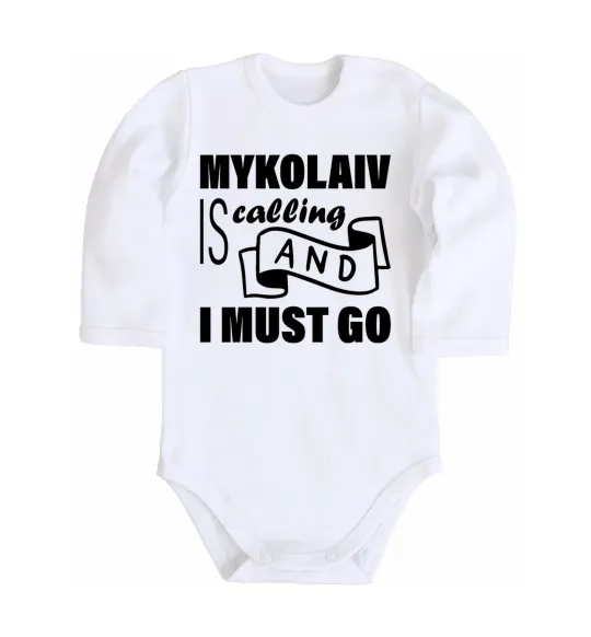 Детский боди Mykolaiv is calling and i must go Белый фото