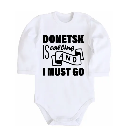 Детский боди Donetsk is calling and i must go Белый фото
