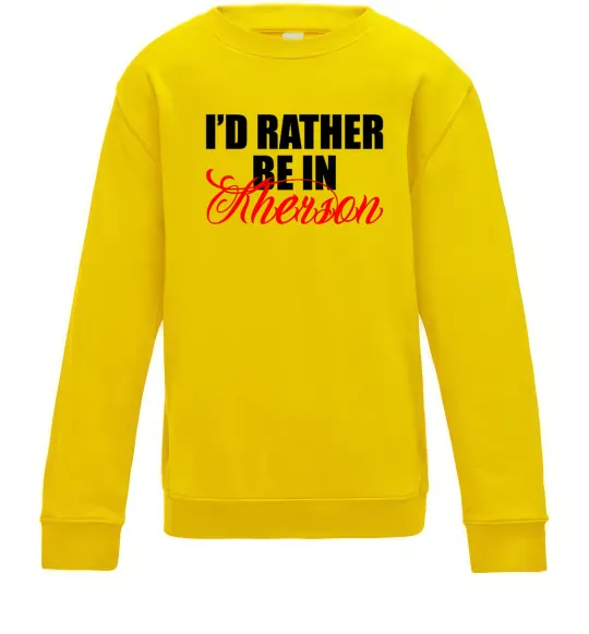 Дитячий світшот I'd rather be in Kherson Сонячно жовтий фото