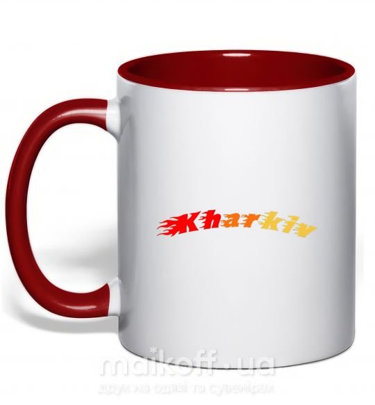 Чашка з кольоровою ручкою Fire Kharkiv Червоний фото