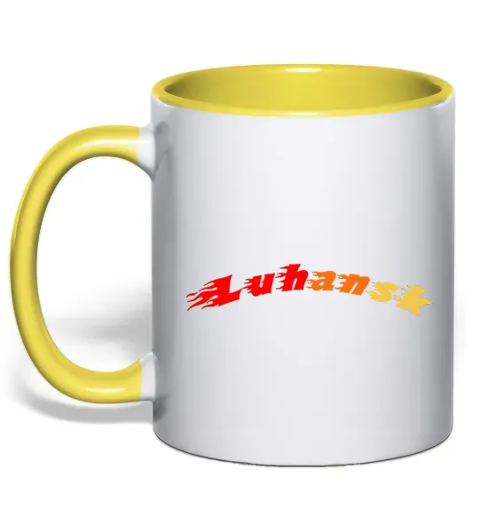 Чашка с цветной ручкой Fire Luhansk Лимонный фото