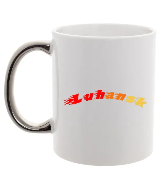 Чашка с цветной ручкой Fire Luhansk Серебро фото