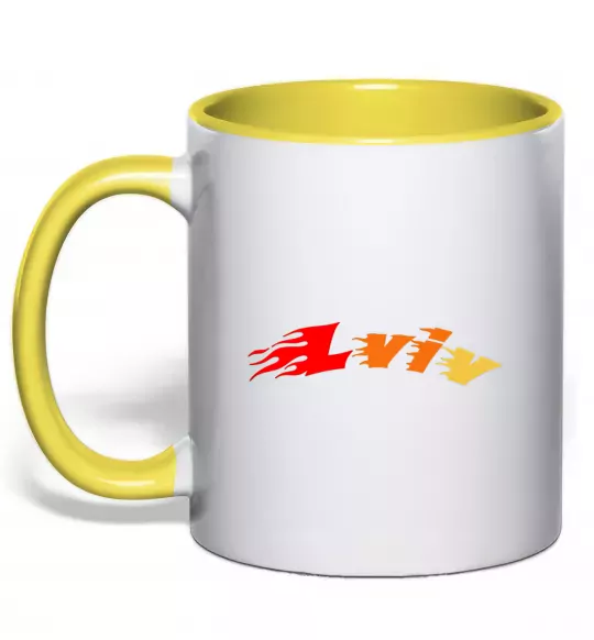 Чашка с цветной ручкой Fire Lviv Солнечно желтый фото