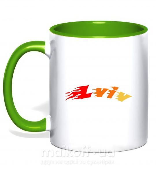 Чашка з кольоровою ручкою Fire Lviv Зелений фото