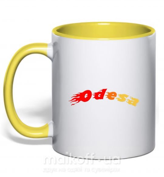 Чашка з кольоровою ручкою Fire Odesa Сонячно жовтий фото