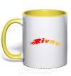 Чашка з кольоровою ручкою Fire Rivne Сонячно жовтий фото