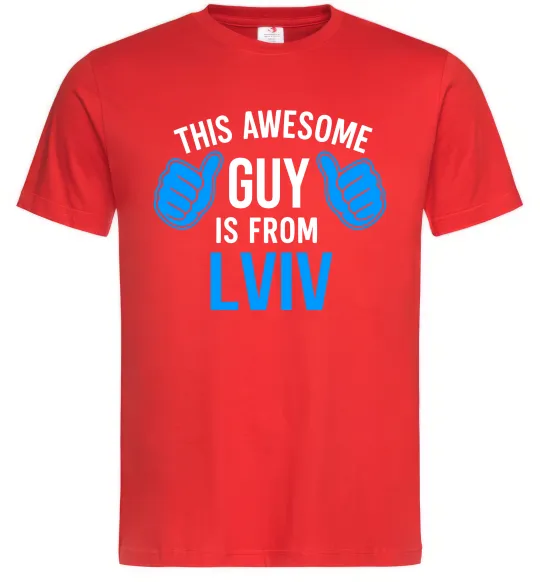 Чоловіча футболка This awesome guy is from Lviv Червоний фото