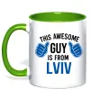 Чашка с цветной ручкой This awesome guy is from Lviv Зеленый фото