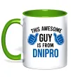 Чашка с цветной ручкой This awesome guy is from Dnipro Зеленый фото