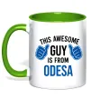 Чашка с цветной ручкой This awesome guy is from Odesa Зеленый фото