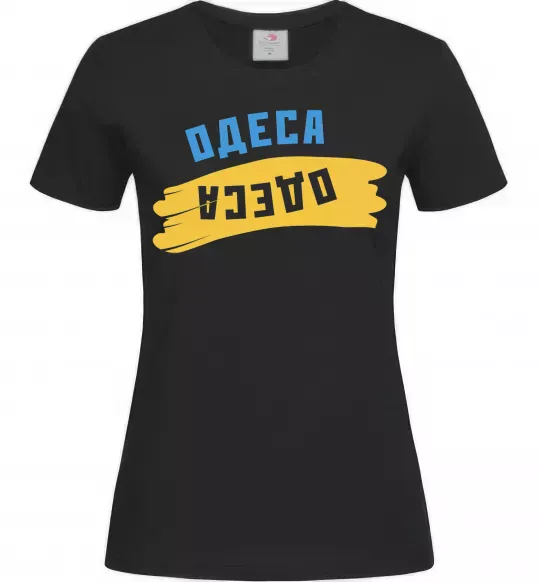 Жіноча футболка Одеса прапор Чорний фото