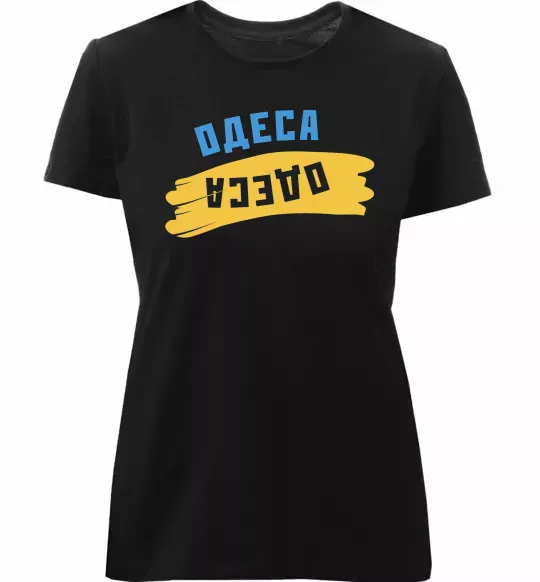 Жіноча преміум футболка Одеса прапор Чорний фото