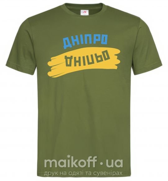 Мужская футболка Дніпро прапор Оливковый фото