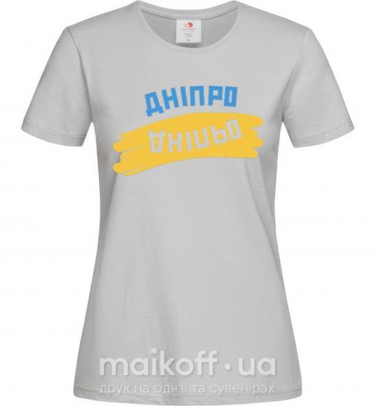 Женская футболка Дніпро прапор Серый фото