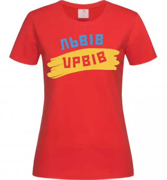 Жіноча футболка Львів прапор Червоний фото