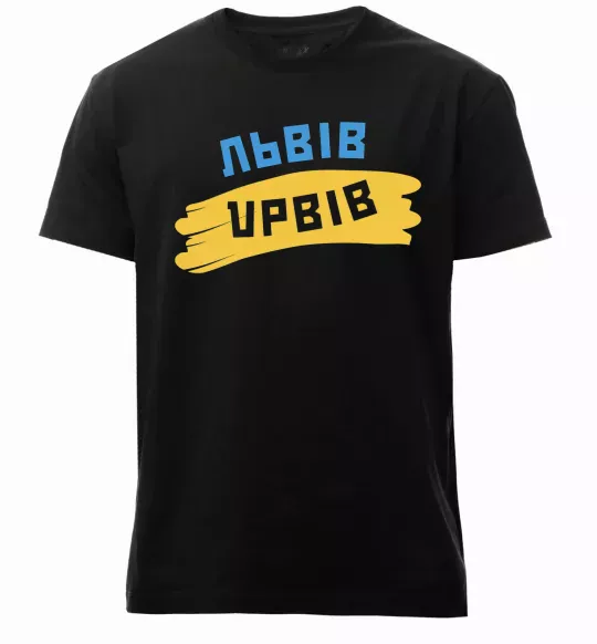 Мужская премиум футболка Львів прапор Черный фото