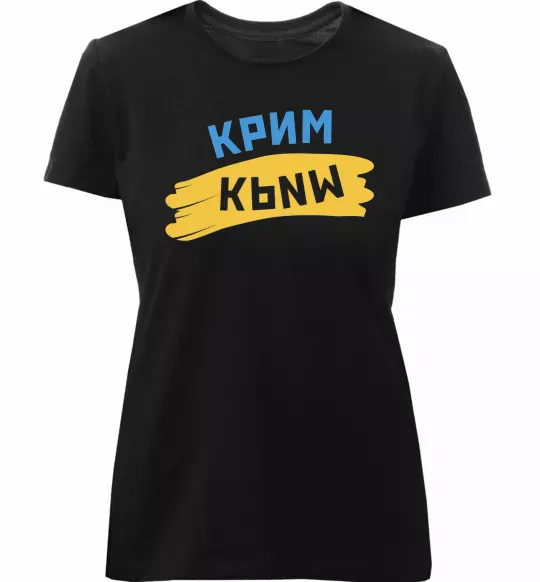 Жіноча преміум футболка Крим прапор Чорний фото