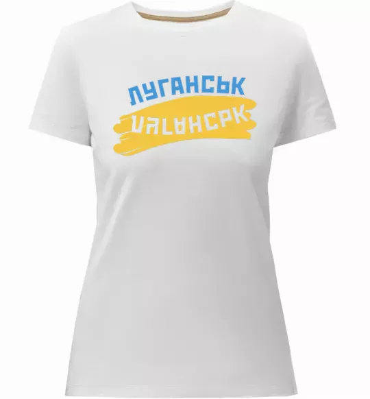 Жіноча преміум футболка Луганськ прапор Білий фото