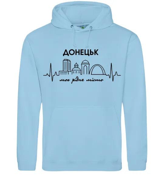 Чоловіча толстовка (худі) Моє рідне місто Донецьк Блакитний фото