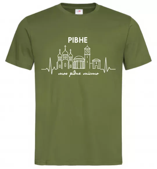 Мужская футболка Моє рідне місто Рівне Оливковый фото