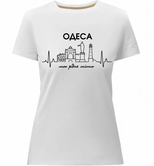 Женская премиум футболка Моє рідне місто Одеса Белый фото