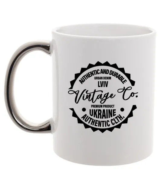 Чашка с цветной ручкой Lviv Vintage Co Серебро фото