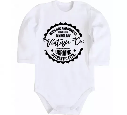 Дитячий бодік Mykolaiv Vintage Co Білий фото