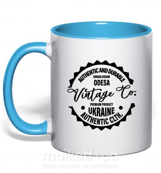 Чашка з кольоровою ручкою Odesa Vintage Co Блакитний фото