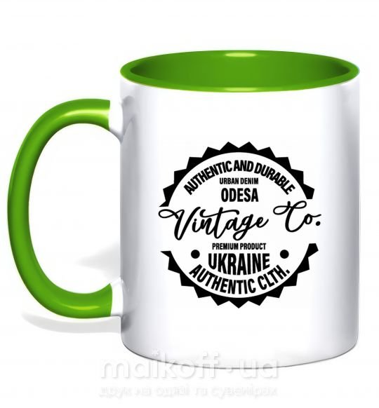 Чашка з кольоровою ручкою Odesa Vintage Co Зелений фото