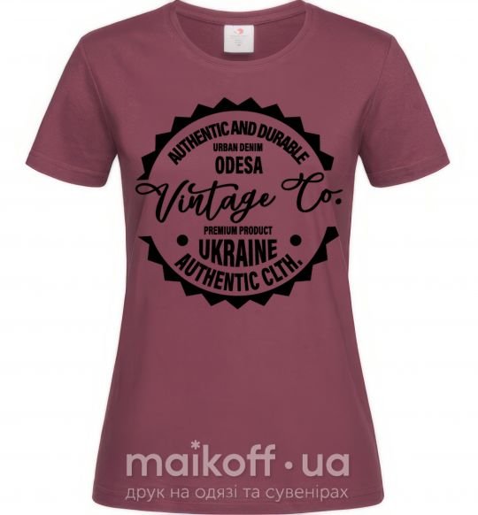 Женская футболка Odesa Vintage Co Бордовый фото