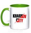 Чашка з кольоровою ручкою Kharkiv city Зелений фото