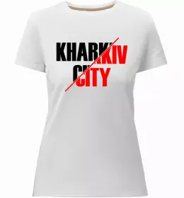 Жіноча преміум футболка Харків райони Білий фото