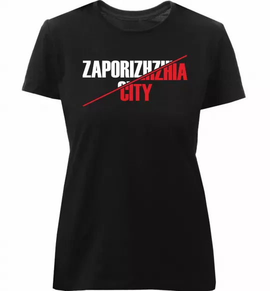 Женская премиум футболка Zaporizhzhia city Черный фото
