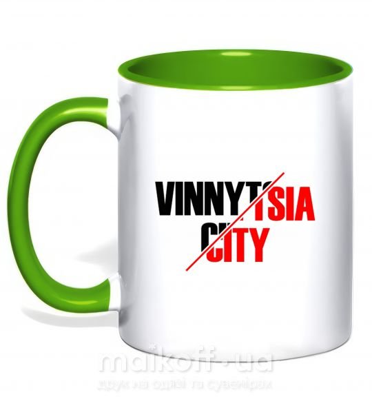 Чашка з кольоровою ручкою Vinnytsia city Зелений фото
